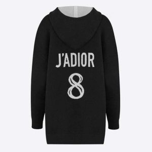 Replica Dior Women J’Adior 8 Hooded Sweater Black Cashmere Relaxed Fit