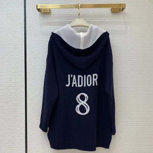 Replica Dior Women J’Adior 8 Hooded Sweater Black Cashmere Relaxed Fit 2