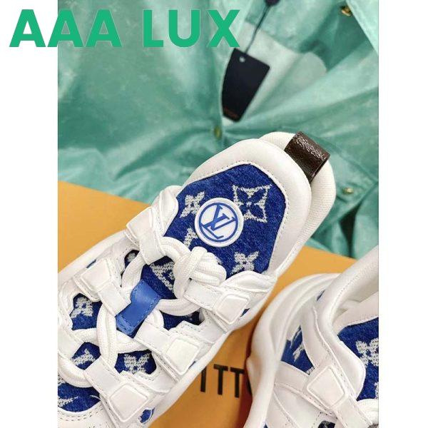 Replica Louis Vuitton Women LV Archlight Sneaker Blue Monogram Velvet Oversized Rubber 5 Cm Heel 5
