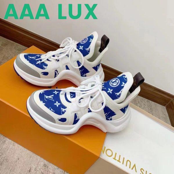 Replica Louis Vuitton Women LV Archlight Sneaker Blue Monogram Velvet Oversized Rubber Outsole 4