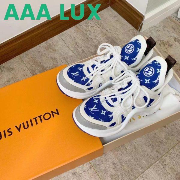 Replica Louis Vuitton Women LV Archlight Sneaker Blue Monogram Velvet Oversized Rubber Outsole 6