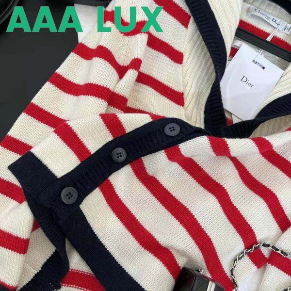 Replica Dior Women Mariniere Cardigan Red and Ecru D-Stripes Ribbed Wool and Cashmere Knit 7