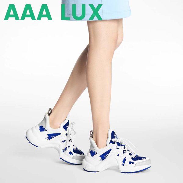 Replica Louis Vuitton Women LV Archlight Sneaker Blue Monogram Velvet Oversized Rubber Outsole 13