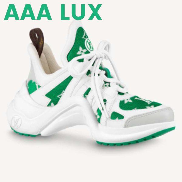 Replica Louis Vuitton Women LV Archlight Sneaker Green Monogram Velvet Oversized Rubber 5 Cm Heel