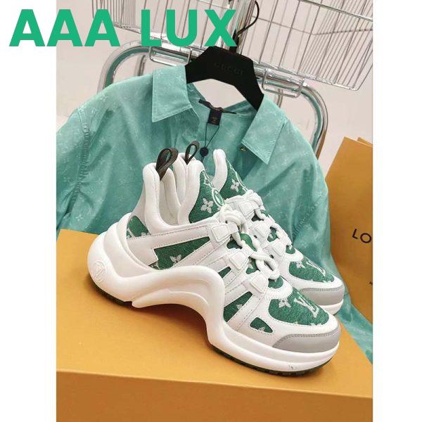 Replica Louis Vuitton Women LV Archlight Sneaker Green Monogram Velvet Oversized Rubber 5 Cm Heel 3