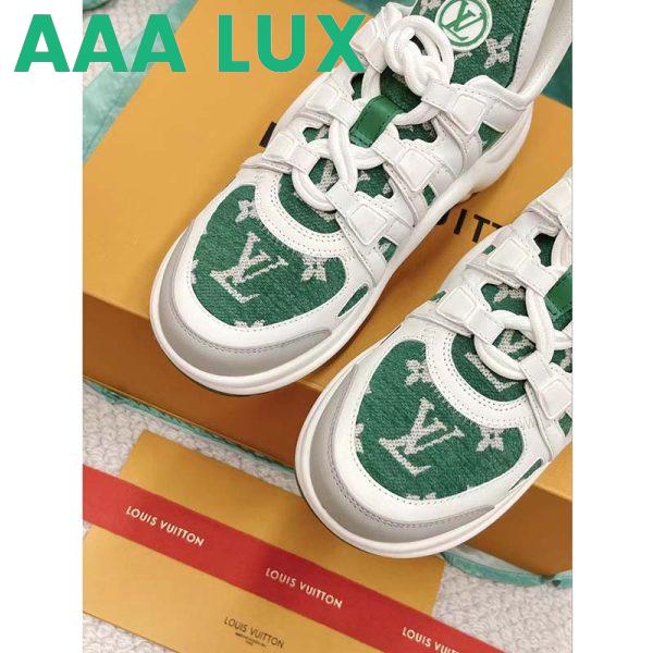 Replica Louis Vuitton Women LV Archlight Sneaker Green Monogram Velvet Oversized Rubber 5 Cm Heel 5