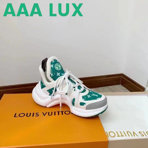 Replica Louis Vuitton Women LV Archlight Sneaker Green Monogram Velvet Oversized Rubber Outsole 3