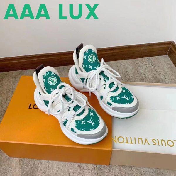 Replica Louis Vuitton Women LV Archlight Sneaker Green Monogram Velvet Oversized Rubber Outsole 4