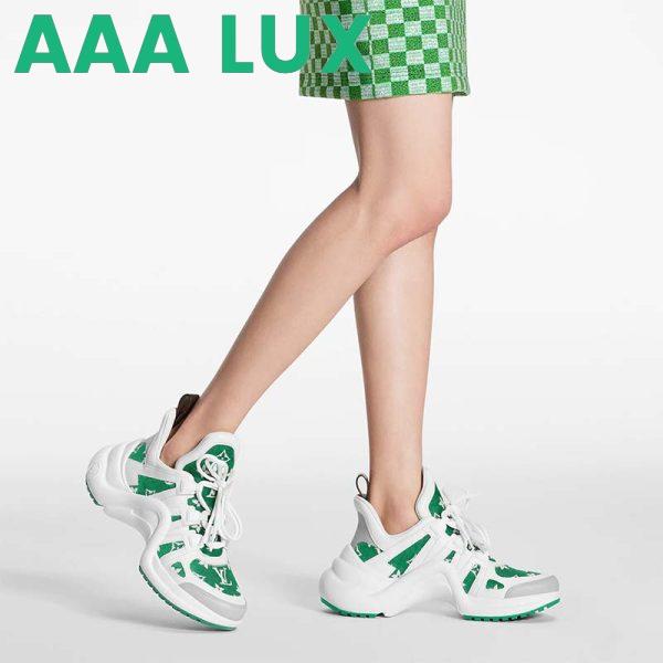 Replica Louis Vuitton Women LV Archlight Sneaker Green Monogram Velvet Oversized Rubber Outsole 12