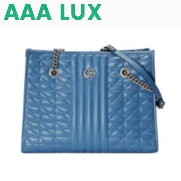 Replica Gucci Unisex GG Marmont Medium Matelassé Leather Blue Bag Double G