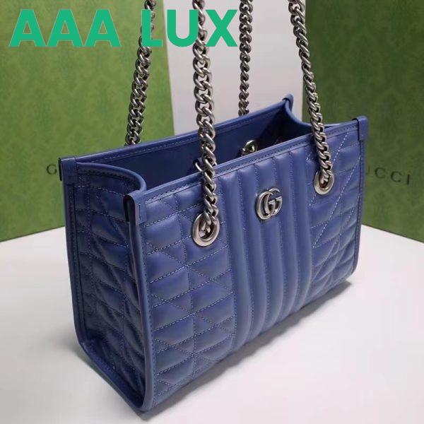 Replica Gucci Unisex GG Marmont Medium Matelassé Leather Blue Bag Double G 4