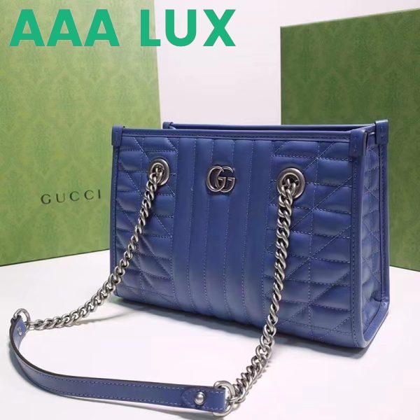 Replica Gucci Unisex GG Marmont Medium Matelassé Leather Blue Bag Double G 5