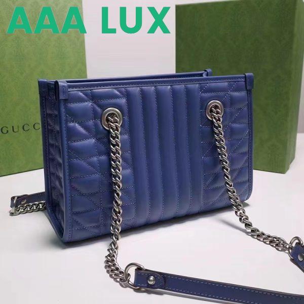 Replica Gucci Unisex GG Marmont Medium Matelassé Leather Blue Bag Double G 6
