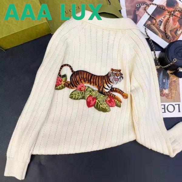 Replica Gucci GG Women Gucci Tiger Knit Sweater Patch Wool Cotton Tiger Flower 5