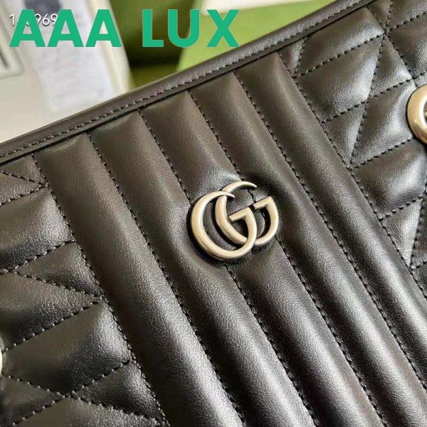 Replica Gucci Unisex GG Marmont Medium Tote Bag Black Matelassé Leather Double G 6