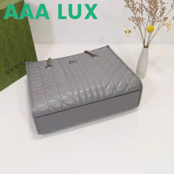 Replica Gucci Unisex GG Marmont Medium Tote Bag Grey Matelassé Leather Double G 5