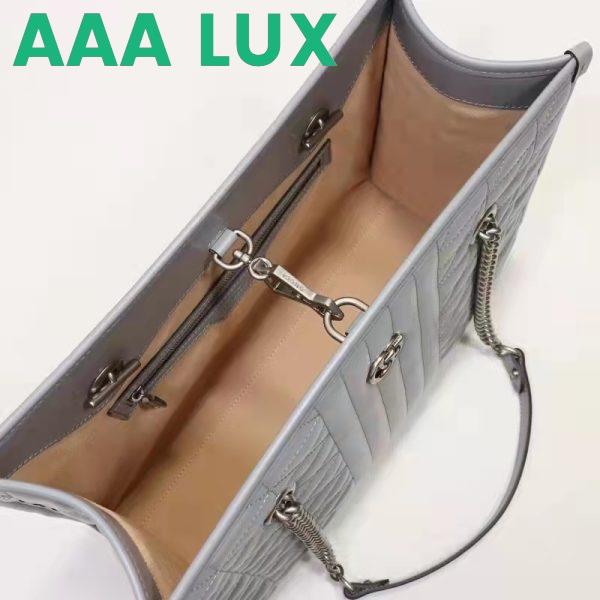 Replica Gucci Unisex GG Marmont Medium Tote Bag Grey Matelassé Leather Double G 9
