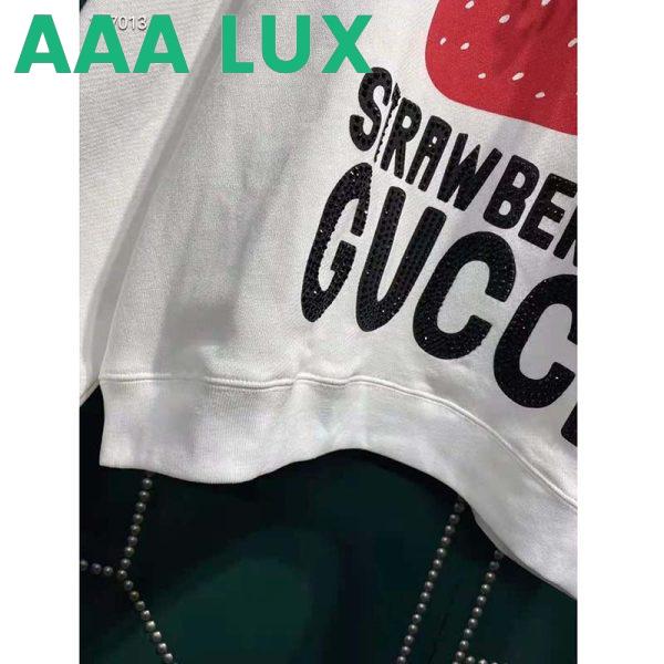 Replica Gucci GG Women Strawberry Gucci Cotton Sweatshirt Fixed Hood Oversize Fit 7