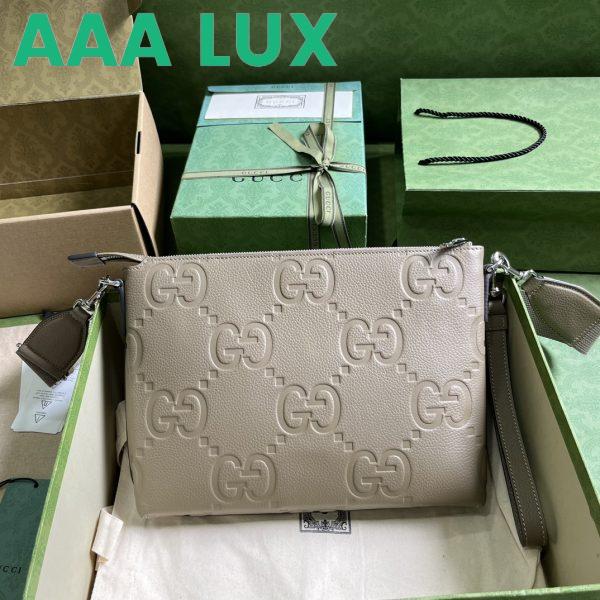Replica Gucci Unisex Jumbo GG Medium Messenger Bag Taupe Leather Zip Closure 2