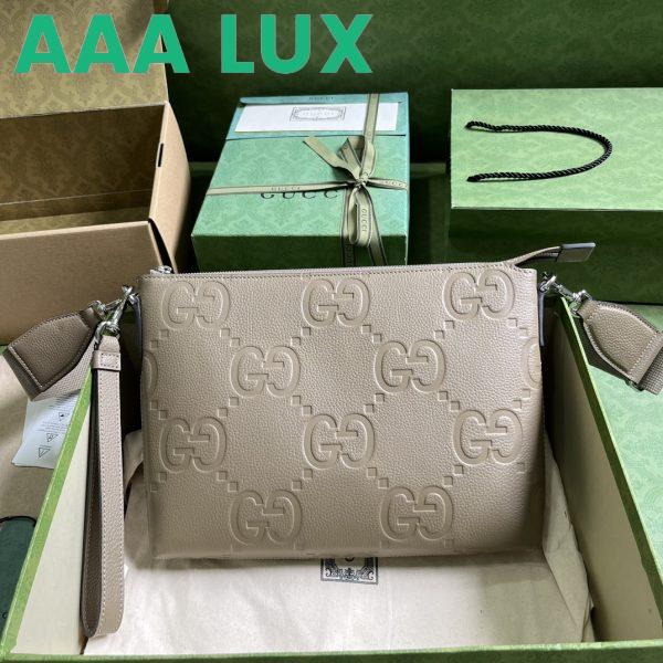 Replica Gucci Unisex Jumbo GG Medium Messenger Bag Taupe Leather Zip Closure 3