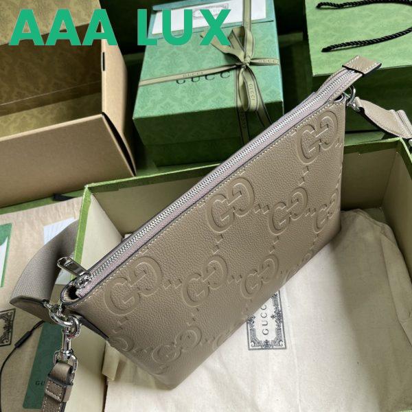 Replica Gucci Unisex Jumbo GG Medium Messenger Bag Taupe Leather Zip Closure 5