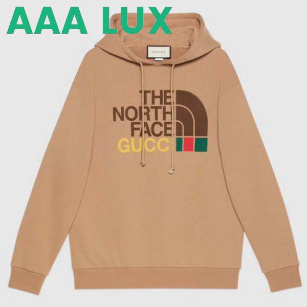 Replica Gucci GG Women The North Face x Gucci Sweatshirt Brown Cotton Jersey Crewneck Oversized Fit
