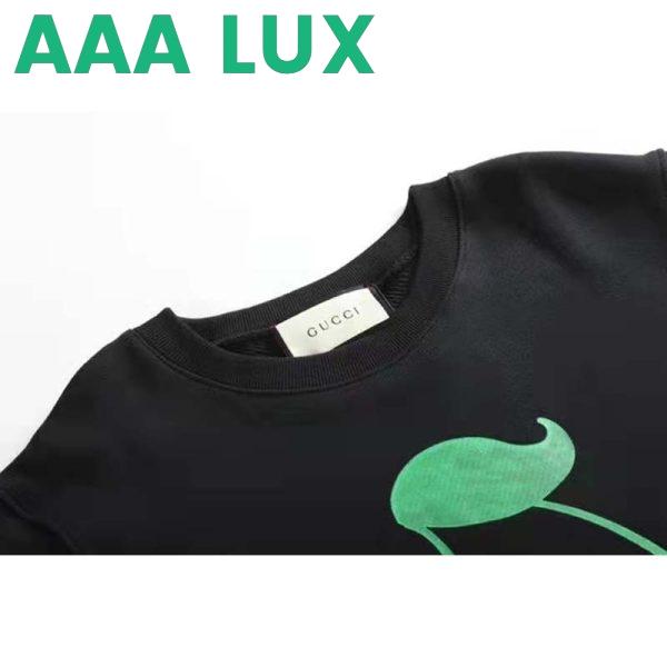 Replica Gucci Men Beverly Hills Cherry Print Sweatshirt Cotton Jersey Crewneck Puff Sleeves-Black 6