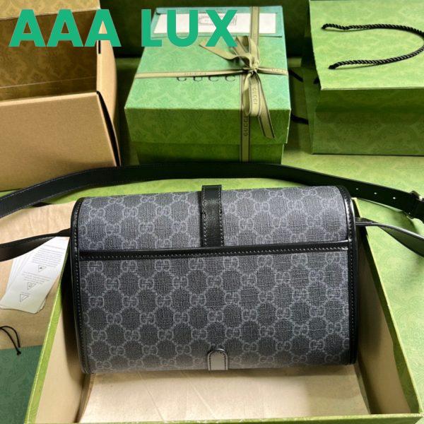 Replica Gucci Unisex Messenger Bag Interlocking G Black GG Supreme Canvas Leather 4