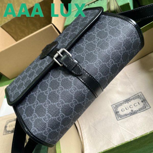 Replica Gucci Unisex Messenger Bag Interlocking G Black GG Supreme Canvas Leather 6