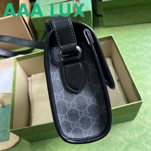 Replica Gucci Unisex Messenger Bag Interlocking G Black GG Supreme Canvas Leather 7