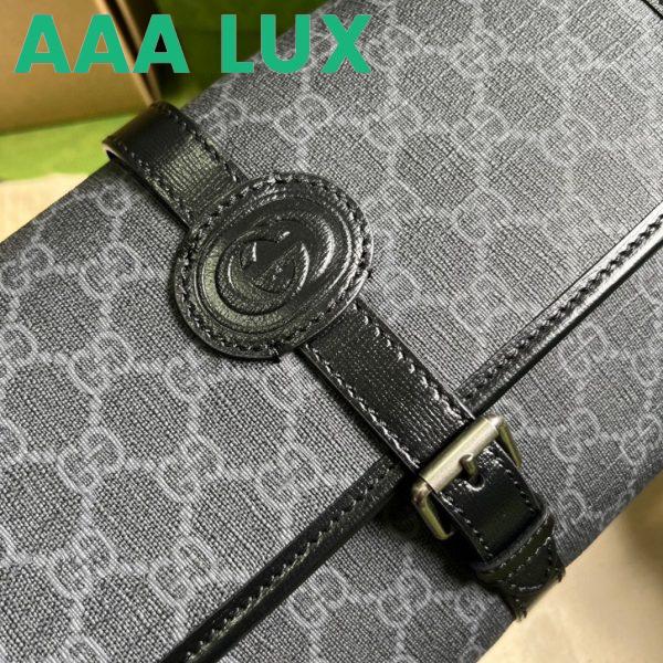 Replica Gucci Unisex Messenger Bag Interlocking G Black GG Supreme Canvas Leather 8