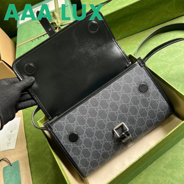 Replica Gucci Unisex Messenger Bag Interlocking G Black GG Supreme Canvas Leather 9
