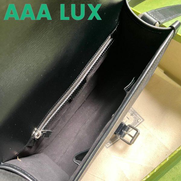 Replica Gucci Unisex Messenger Bag Interlocking G Black GG Supreme Canvas Leather 10