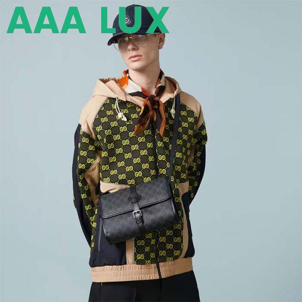 Replica Gucci Unisex Messenger Bag Interlocking G Black GG Supreme Canvas Leather 12