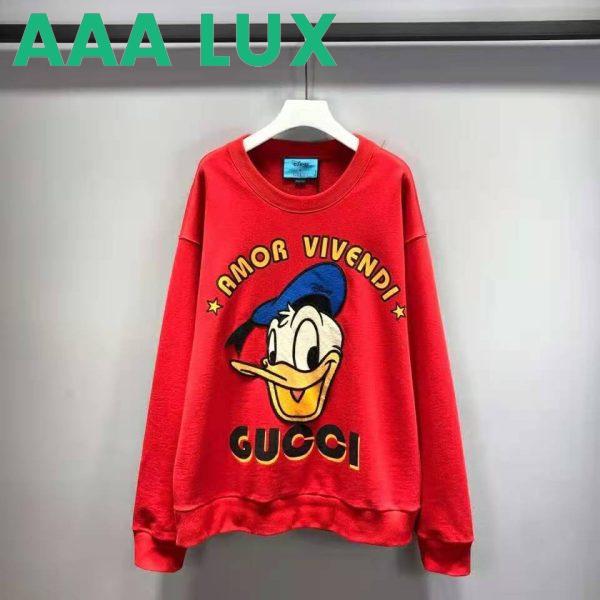 Replica Gucci Men Disney x Gucci Donald Duck Sweatshirt Cotton Crewneck Oversized Fit-Red 3