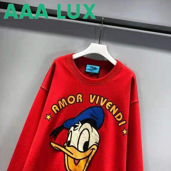 Replica Gucci Men Disney x Gucci Donald Duck Sweatshirt Cotton Crewneck Oversized Fit-Red 5