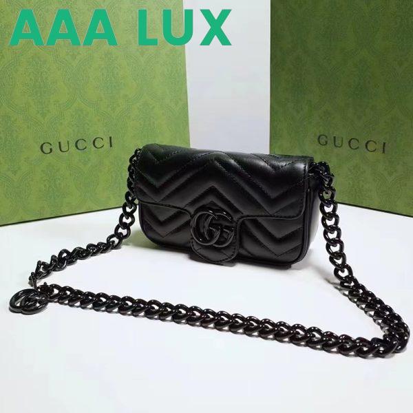 Replica Gucci Women GG Marmont Belt Bag Black Chevron Matelassé Leather Double G 4