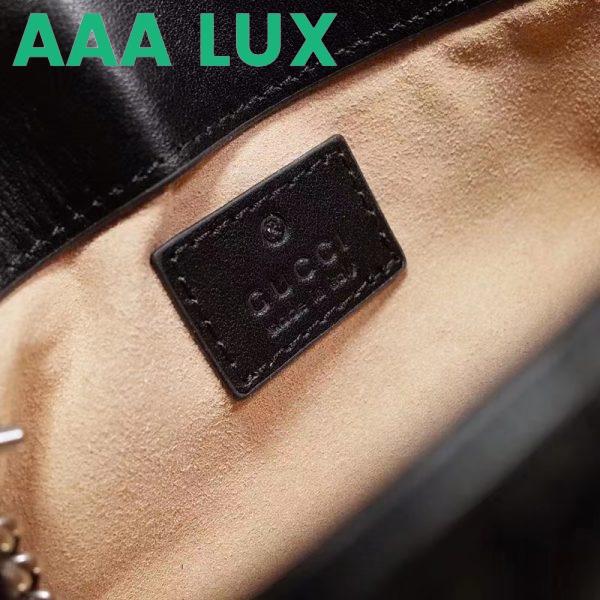 Replica Gucci Women GG Marmont Belt Bag Black Chevron Matelassé Leather Double G 10