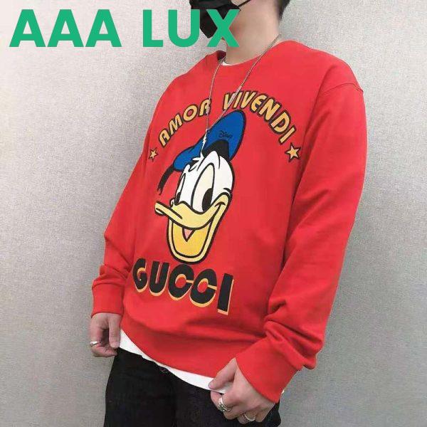 Replica Gucci Men Disney x Gucci Donald Duck Sweatshirt Cotton Crewneck Oversized Fit-Red 15