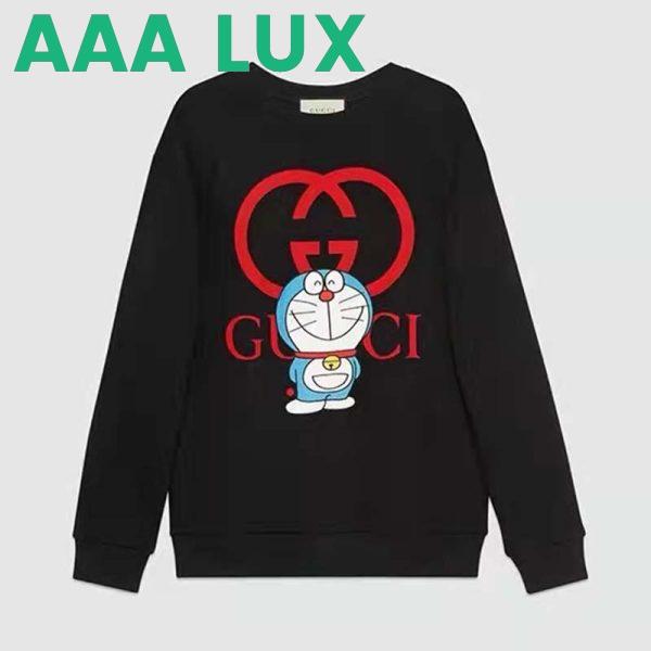 Replica Gucci Men Doraemon x Gucci Cotton Sweatshirt Crewneck Oversized Fit-Black