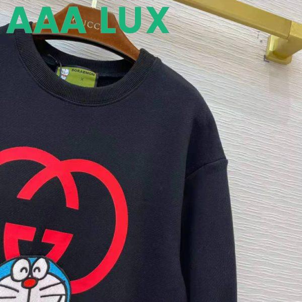 Replica Gucci Men Doraemon x Gucci Cotton Sweatshirt Crewneck Oversized Fit-Black 9