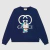 Replica Gucci Men Doraemon x Gucci Cotton Sweatshirt Crewneck Oversized Fit-Navy
