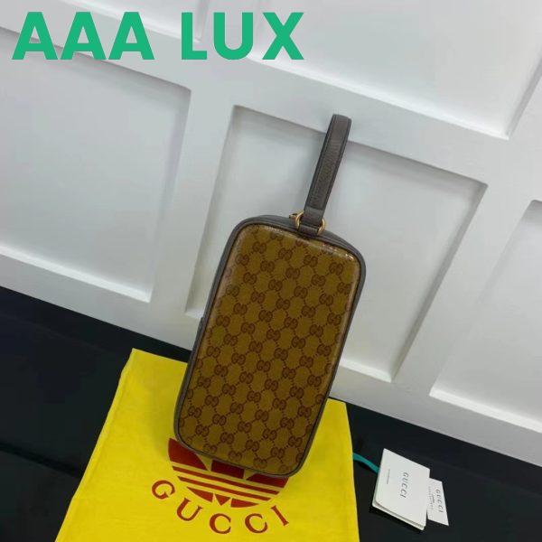 Replica Gucci Unisex Adidas x Gucci Mini Top Handle Bag Beige Brown GG Crystal Canvas 7