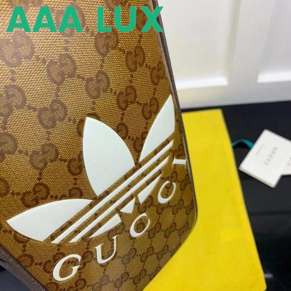 Replica Gucci Unisex Adidas x Gucci Mini Top Handle Bag Beige Brown GG Crystal Canvas 9