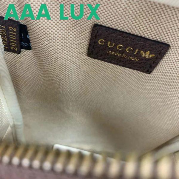 Replica Gucci Unisex Adidas x Gucci Mini Top Handle Bag Beige Brown GG Crystal Canvas 11