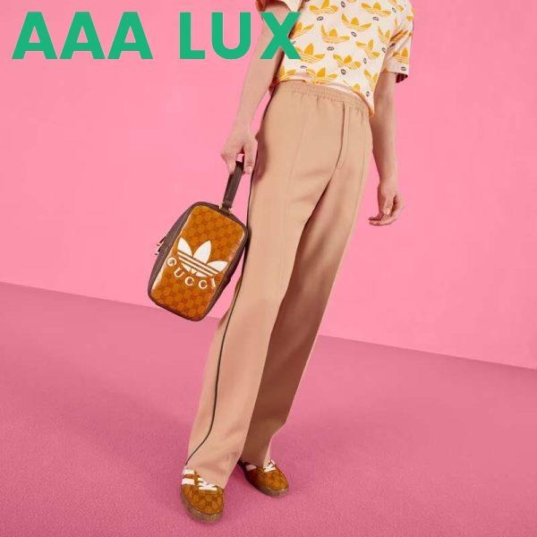 Replica Gucci Unisex Adidas x Gucci Mini Top Handle Bag Beige Brown GG Crystal Canvas 12