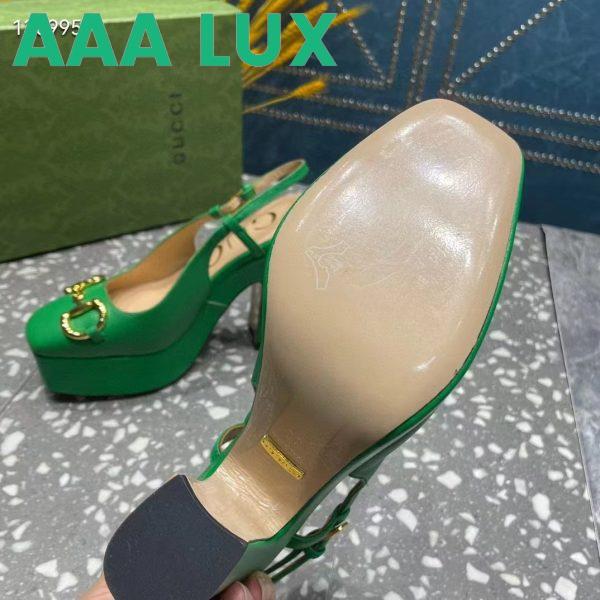 Replica Gucci Women GG High Heel Pump Horsebit Green Leather Sole 12 Cm Heel 12