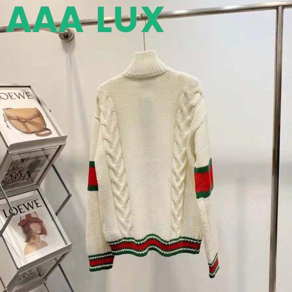Replica Gucci Men GG Cable Knit Bomber Jacket Off-White Cable Knit Wool 4