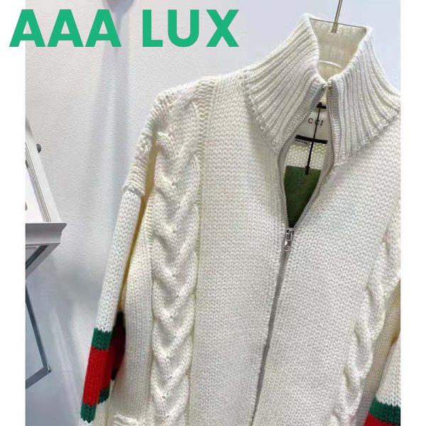 Replica Gucci Men GG Cable Knit Bomber Jacket Off-White Cable Knit Wool 5
