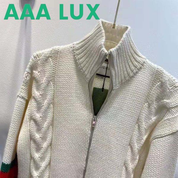 Replica Gucci Men GG Cable Knit Bomber Jacket Off-White Cable Knit Wool 6